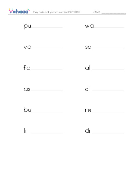 RAZ Vocabulary Z: The Message PDF worksheet writing row