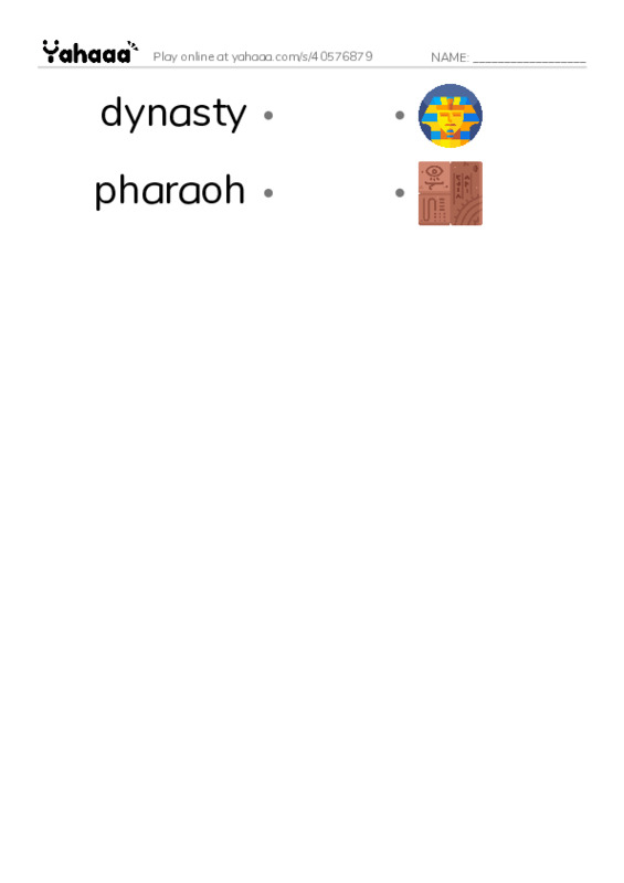 RAZ Vocabulary Z: The Mystery of King Tut PDF link match words worksheet