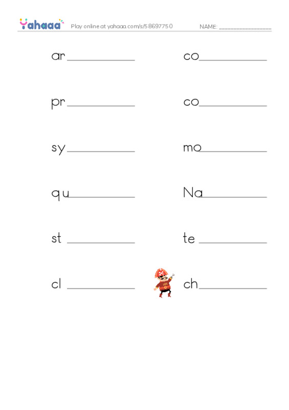 RAZ Vocabulary Z: The Olympics Past and Present PDF worksheet writing row