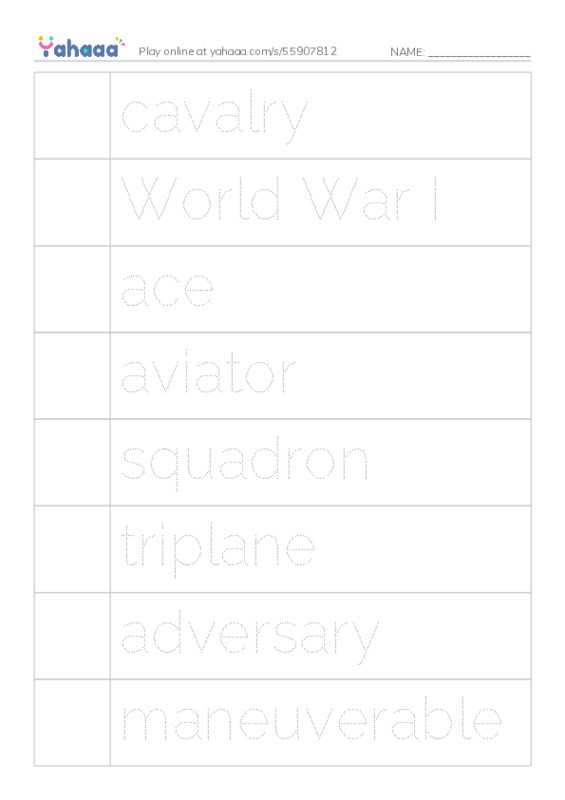 RAZ Vocabulary Z: The Red Baron PDF one column image words