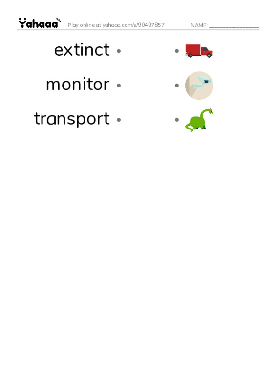 RAZ Vocabulary Z: The Zoo of Extinct Animals PDF link match words worksheet