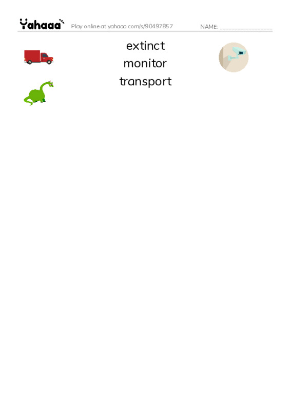 RAZ Vocabulary Z: The Zoo of Extinct Animals PDF three columns match words