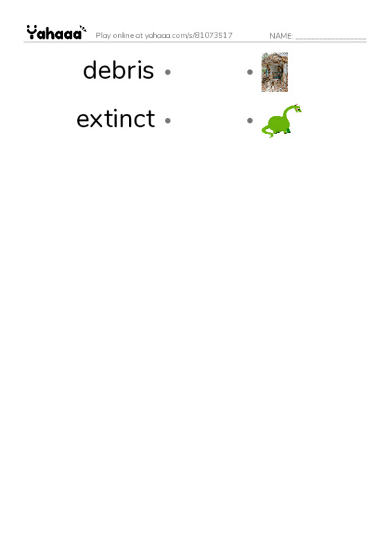 RAZ Vocabulary Z: Volcanoes PDF link match words worksheet