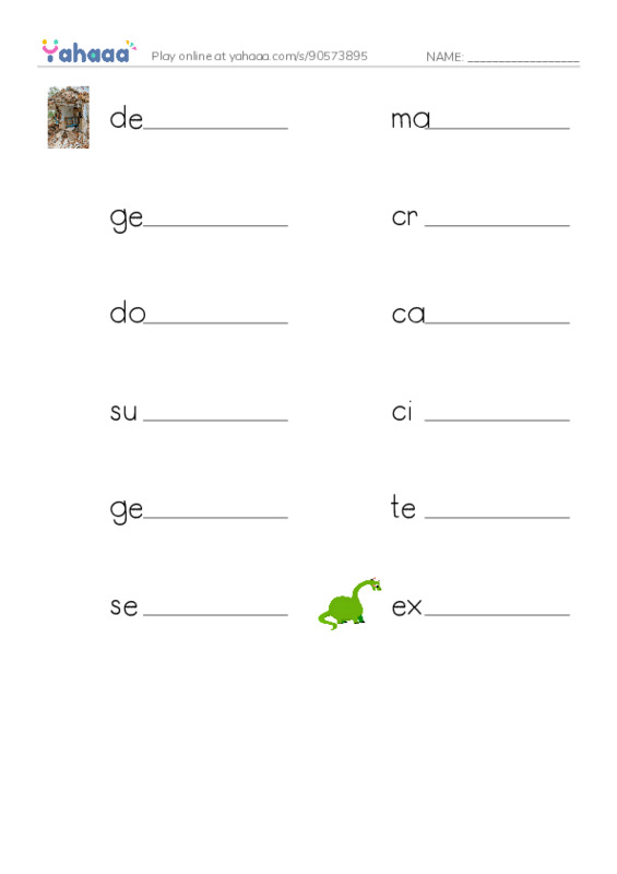 RAZ Vocabulary Z: Volcanoes PDF worksheet writing row