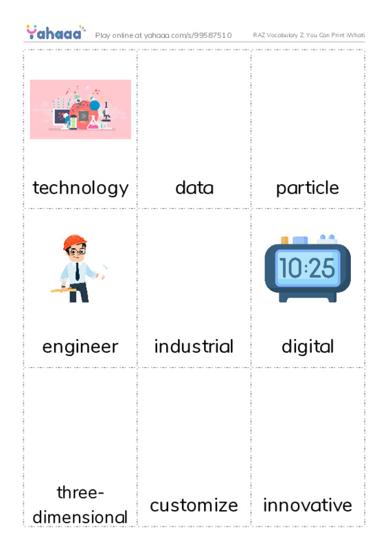 RAZ Vocabulary Z: You Can Print iWhati PDF flaschards with images