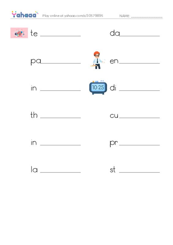RAZ Vocabulary Z: You Can Print iWhati PDF worksheet writing row