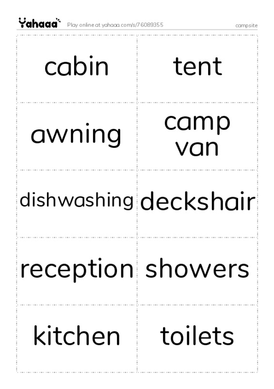 campsite PDF two columns flashcards