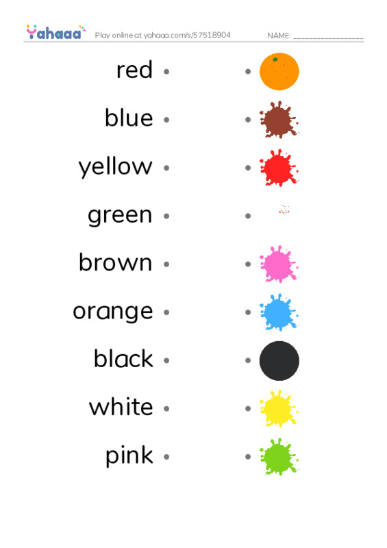 Let's GO 0: Unit 2 Colors PDF link match words worksheet