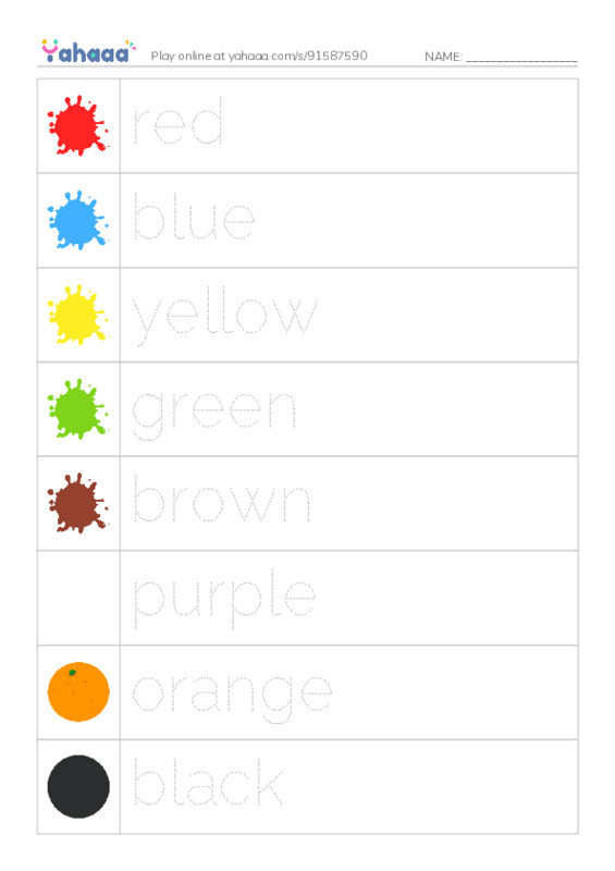 Let's GO 0: Unit 2 Colors PDF one column image words