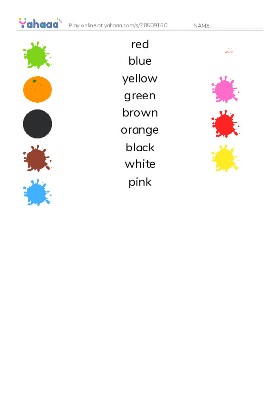 Let's GO 0: Unit 2 Colors PDF three columns match words