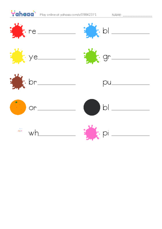 Let's GO 0: Unit 2 Colors PDF worksheet writing row