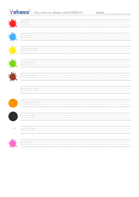Let's GO 0: Unit 2 Colors PDF write between the lines worksheet