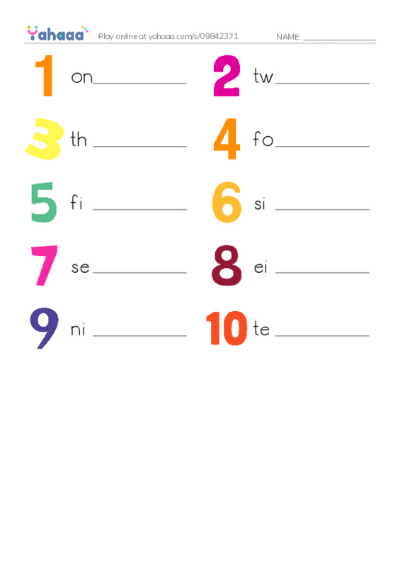 Let's GO 0: Unit 4 Numbers PDF worksheet writing row