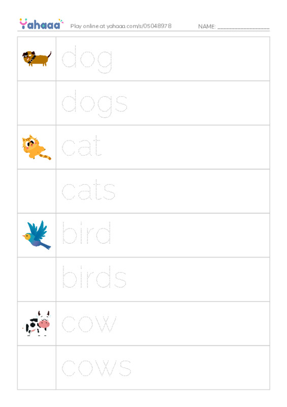 Let's GO 0: Unit 5 Animals PDF one column image words