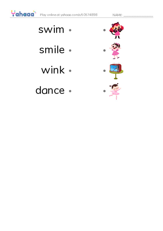 Let's GO 0: Unit 8 I Can PDF link match words worksheet