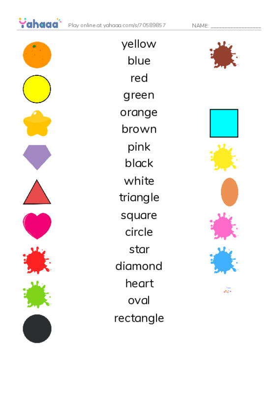 Let's GO 1: Unit 2 Colors and Shapes PDF three columns match words