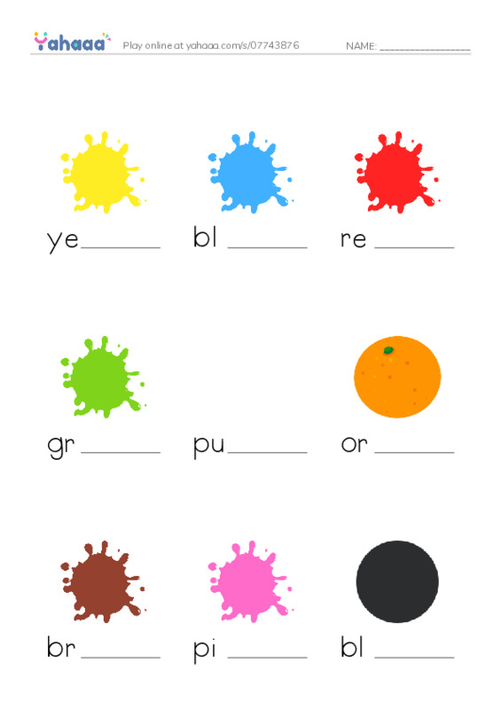 Let's GO 1: Unit 2 Colors and Shapes PDF worksheet to fill in words gaps