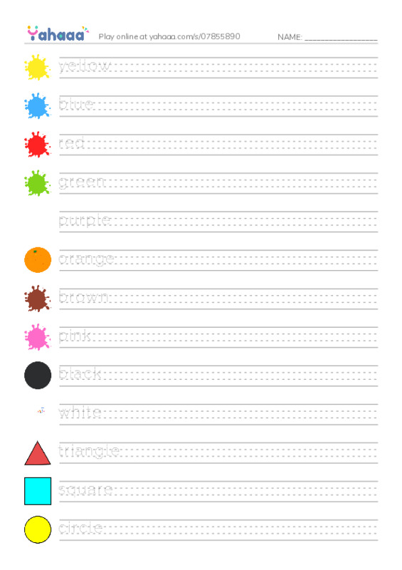 Let's GO 1: Unit 2 Colors and Shapes PDF write between the lines worksheet