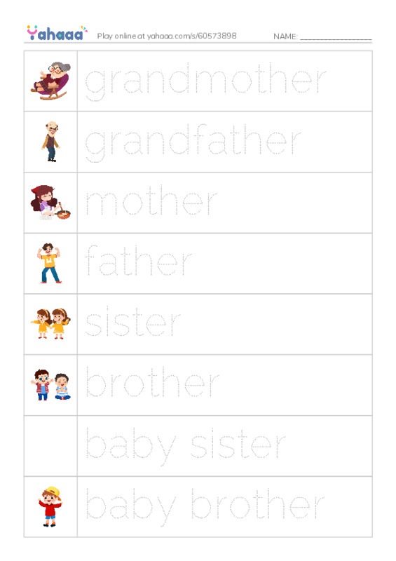 Let's GO 1: Unit 4 People at Home PDF one column image words