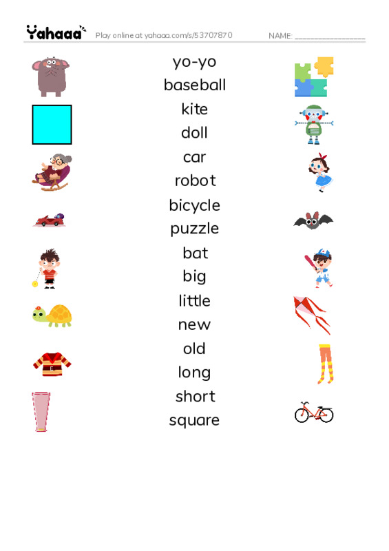 Let's GO 1: Unit 5 Happy Birthday! PDF three columns match words