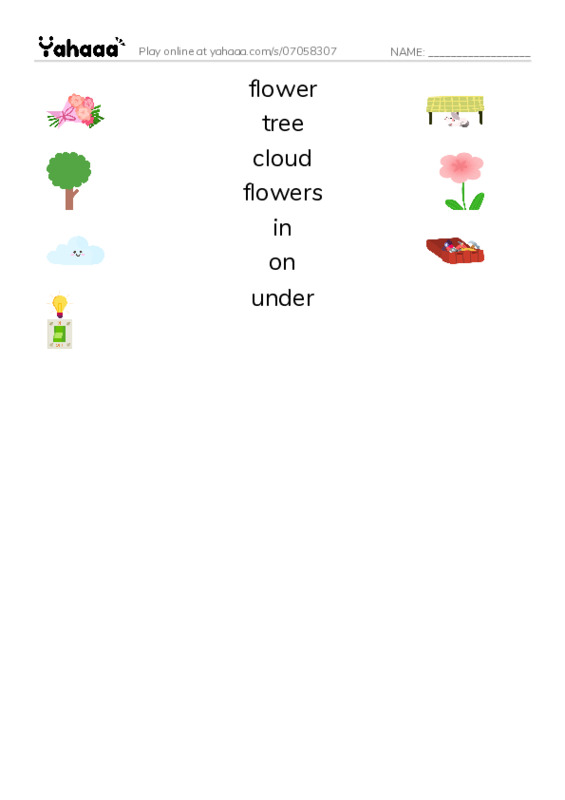 Let's GO 1: Unit 6 Outdoors PDF three columns match words