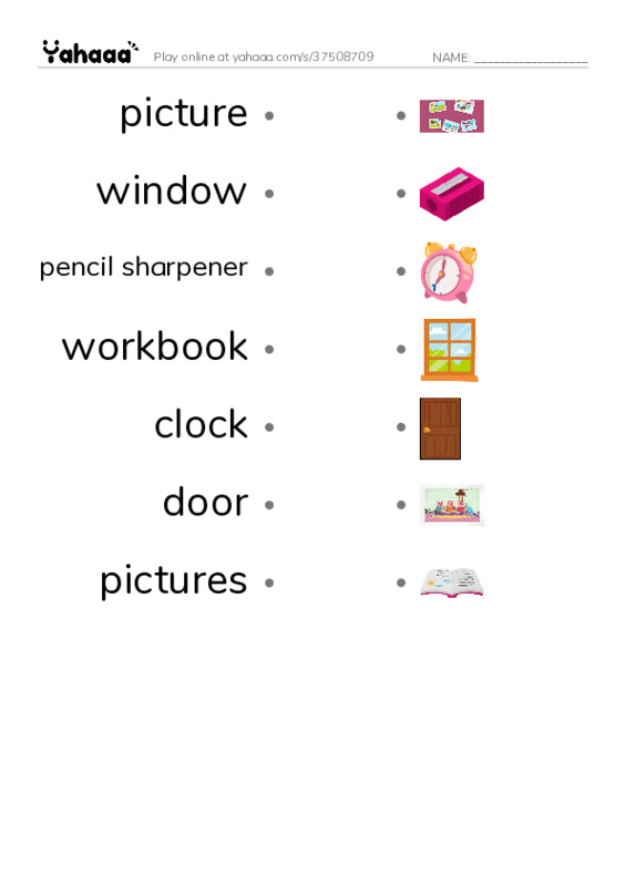 Let's GO 2: Unit 1 At School PDF link match words worksheet