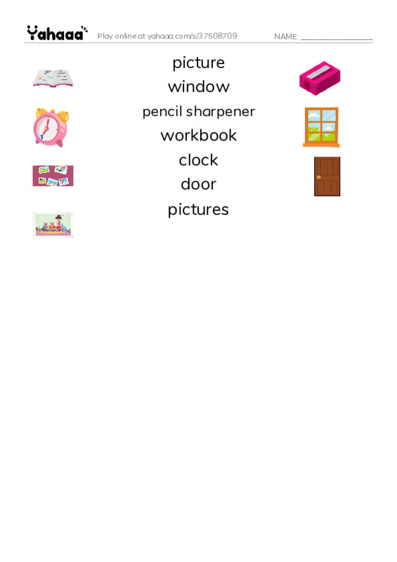 Let's GO 2: Unit 1 At School PDF three columns match words