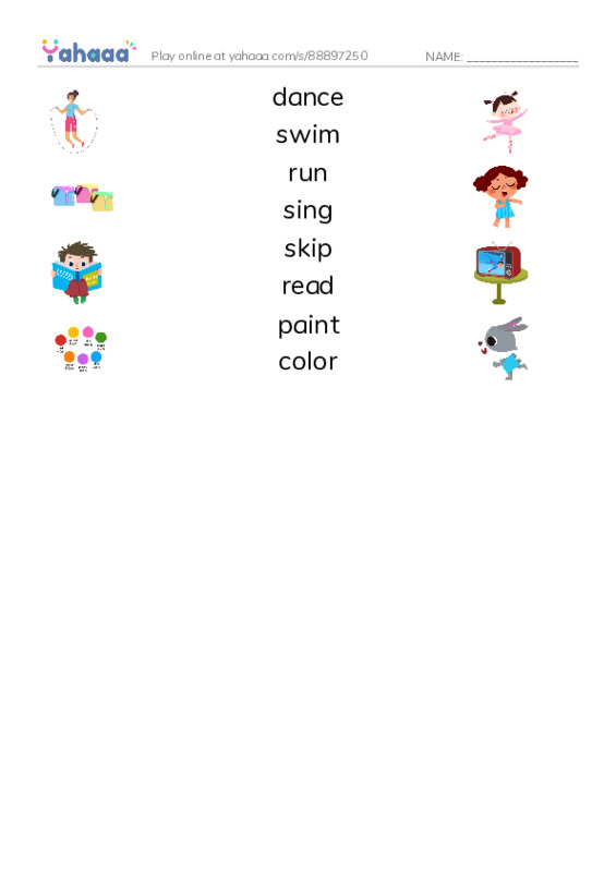 Let's GO 2: Unit 3 Things I Can Do PDF three columns match words