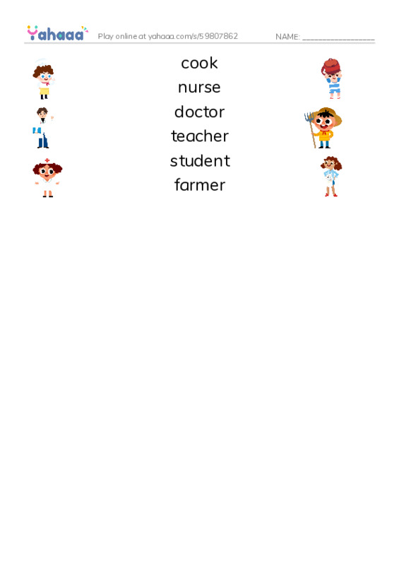 Let's GO 2: Unit 4 Occupations PDF three columns match words