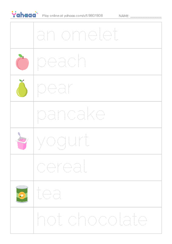 Let's GO 2: Unit 5 Things to Eat PDF one column image words