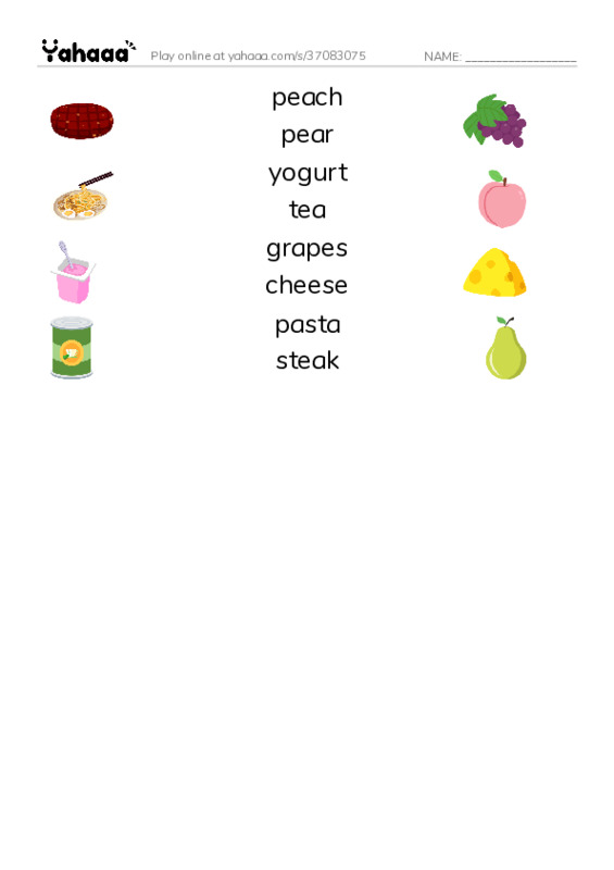Let's GO 2: Unit 5 Things to Eat PDF three columns match words
