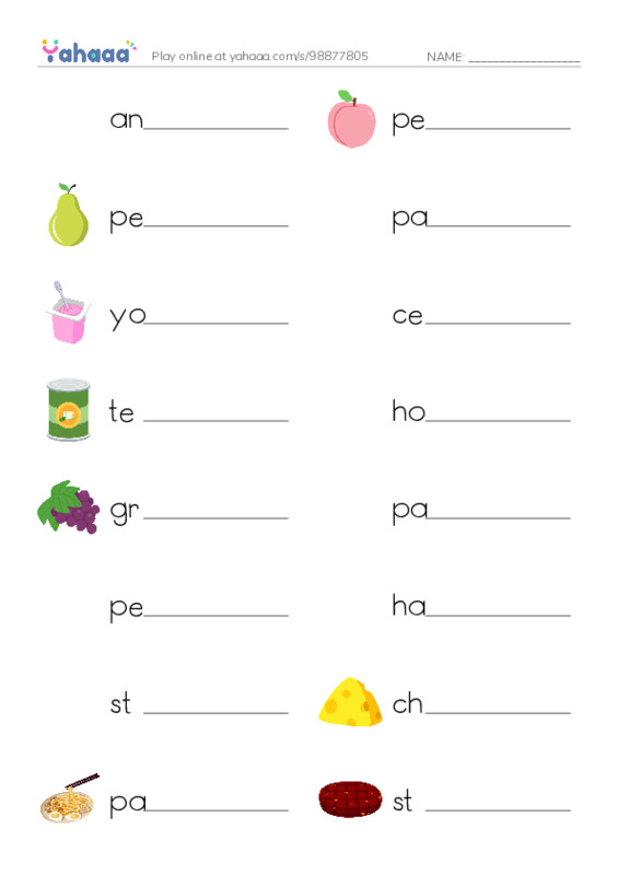 Let's GO 2: Unit 5 Things to Eat PDF worksheet writing row