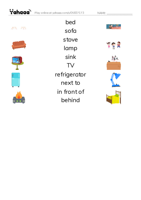 Let's GO 2: Unit 6 My House PDF three columns match words