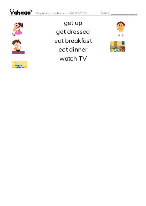 Let's GO 2: Unit 7 Routines PDF three columns match words