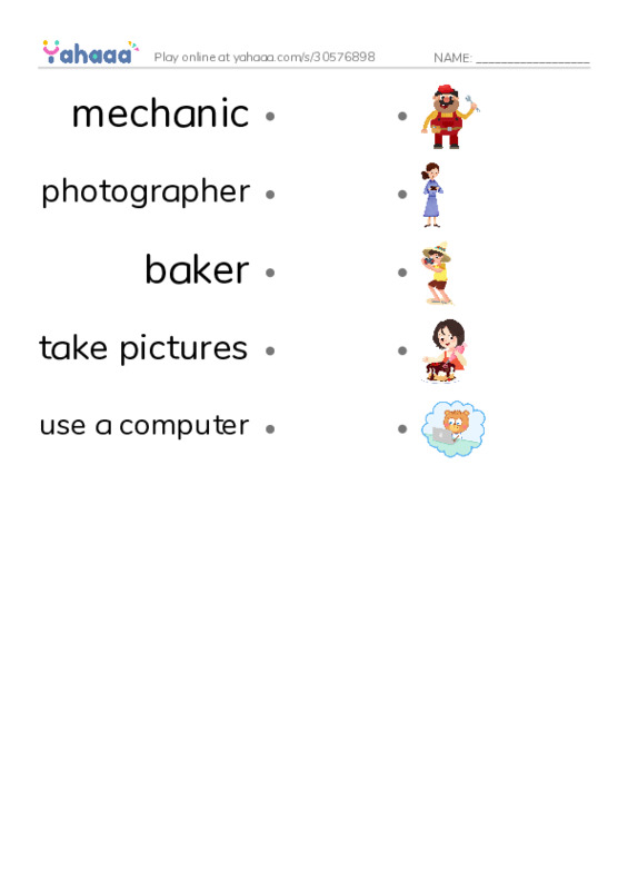 Let's GO 3: Unit 4 Occupations PDF link match words worksheet