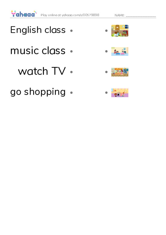 Let's GO 3: Unit 5 Activities PDF link match words worksheet