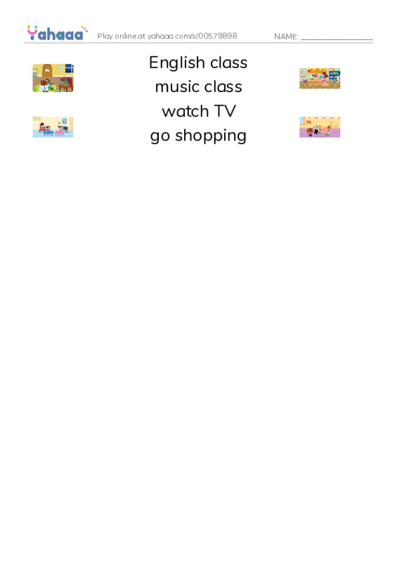 Let's GO 3: Unit 5 Activities PDF three columns match words