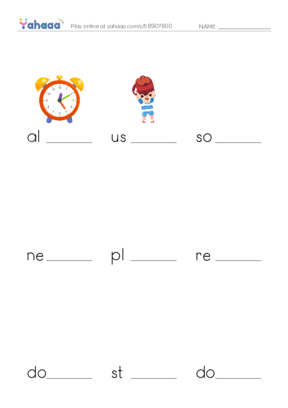 Let's GO 3: Unit 6 What Time Is It? PDF worksheet to fill in words gaps
