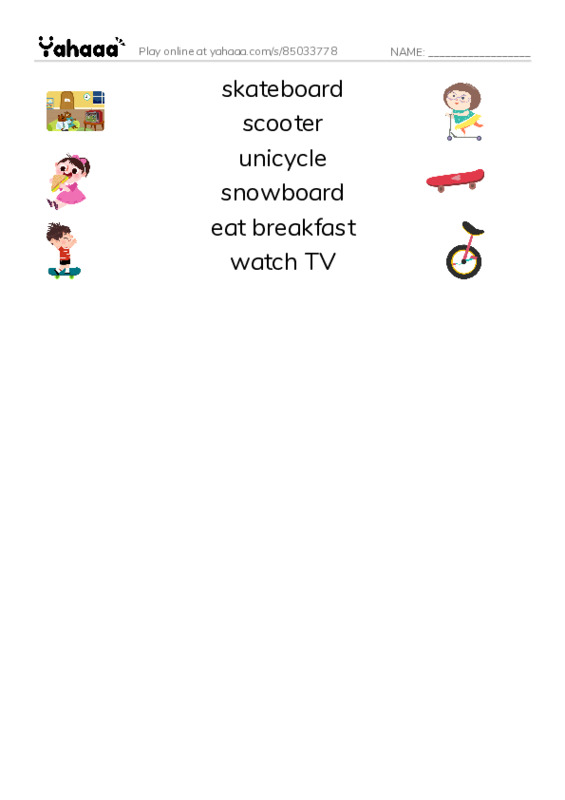 Let's GO 3: Unit 8 My Home PDF three columns match words