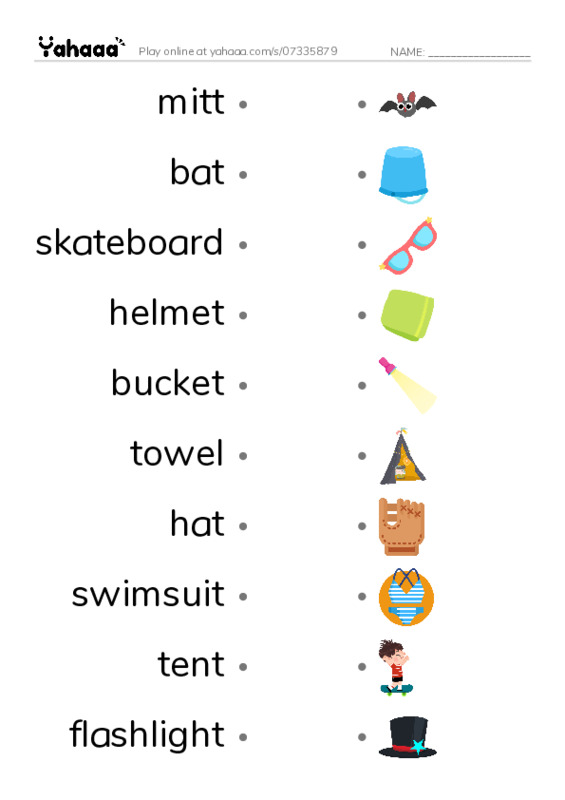 Let's GO 4: Unit 1 The Great Outdoors PDF link match words worksheet