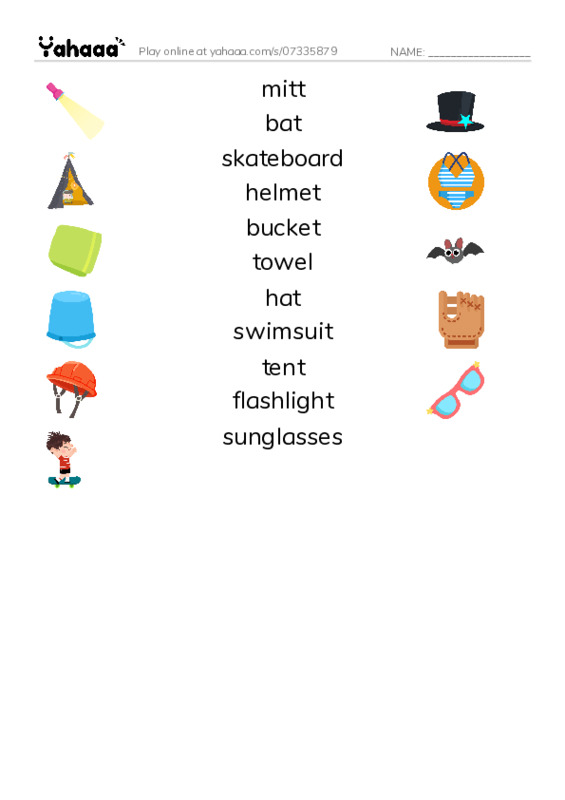 Let's GO 4: Unit 1 The Great Outdoors PDF three columns match words