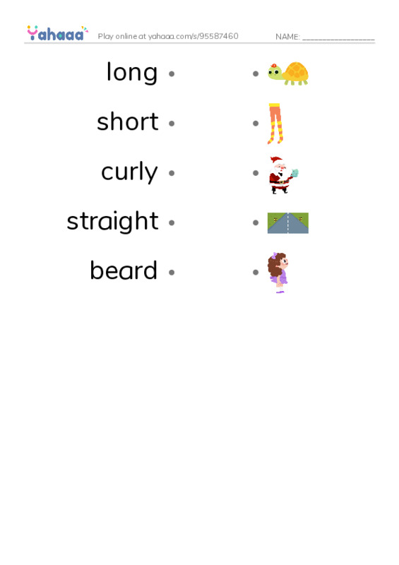 Let's GO 4: Unit 6 Hair styles PDF link match words worksheet