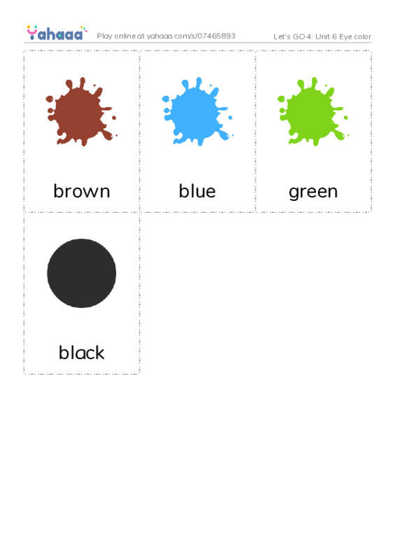 Let's GO 4: Unit 6 Eye color PDF flaschards with images
