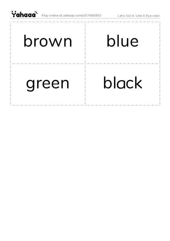 Let's GO 4: Unit 6 Eye color PDF two columns flashcards