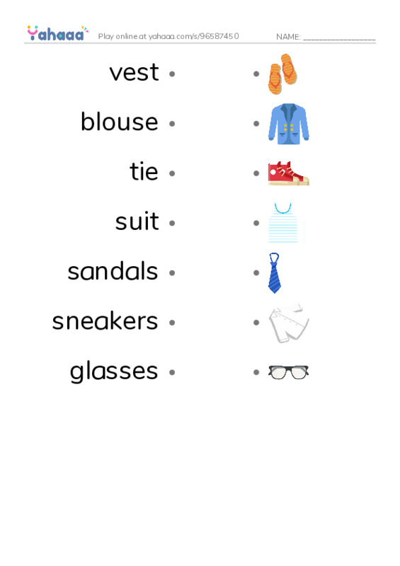 Let's GO 4: Unit 6 Accessory PDF link match words worksheet