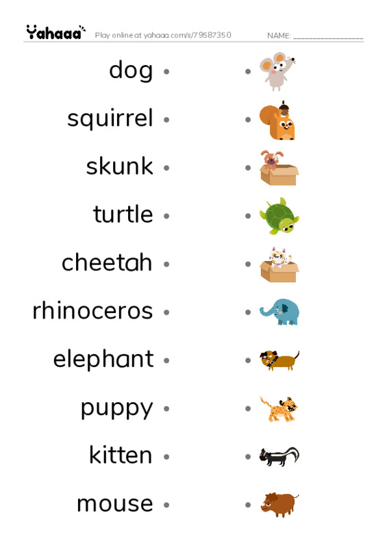 Let's GO 5: Unit 2 Comparing Animals PDF link match words worksheet