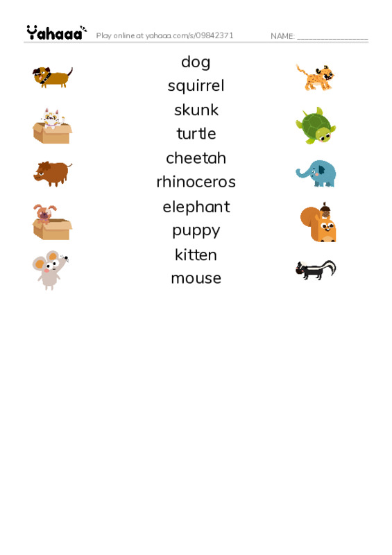 Let's GO 5: Unit 2 Comparing Animals PDF three columns match words