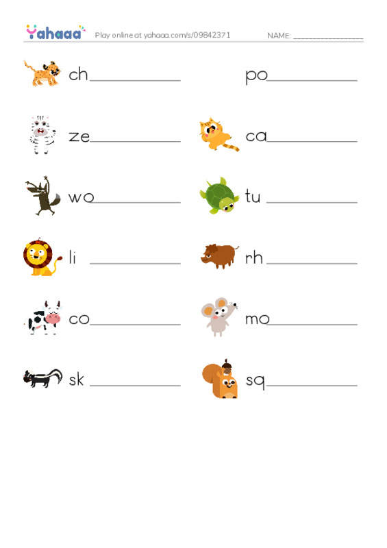 Let's GO 5: Unit 2 Animals PDF worksheet writing row