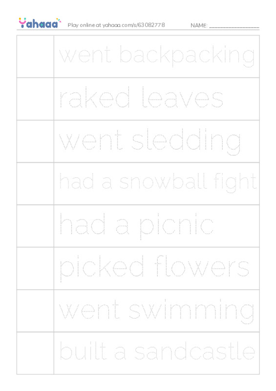 Let's GO 5: Unit 6 Fun in the Seasons PDF one column image words