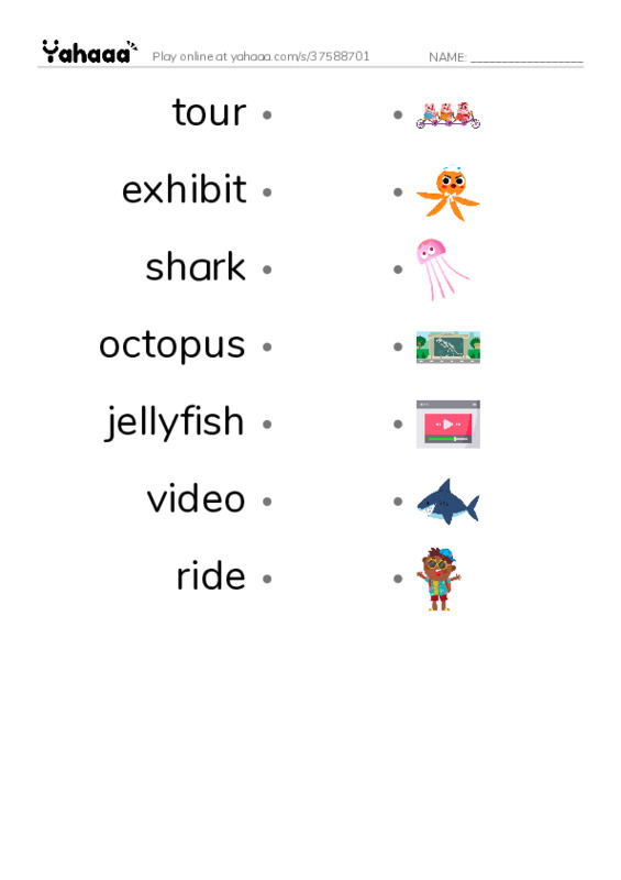 Let's GO 6: Unit 2 At the Aquarium PDF link match words worksheet